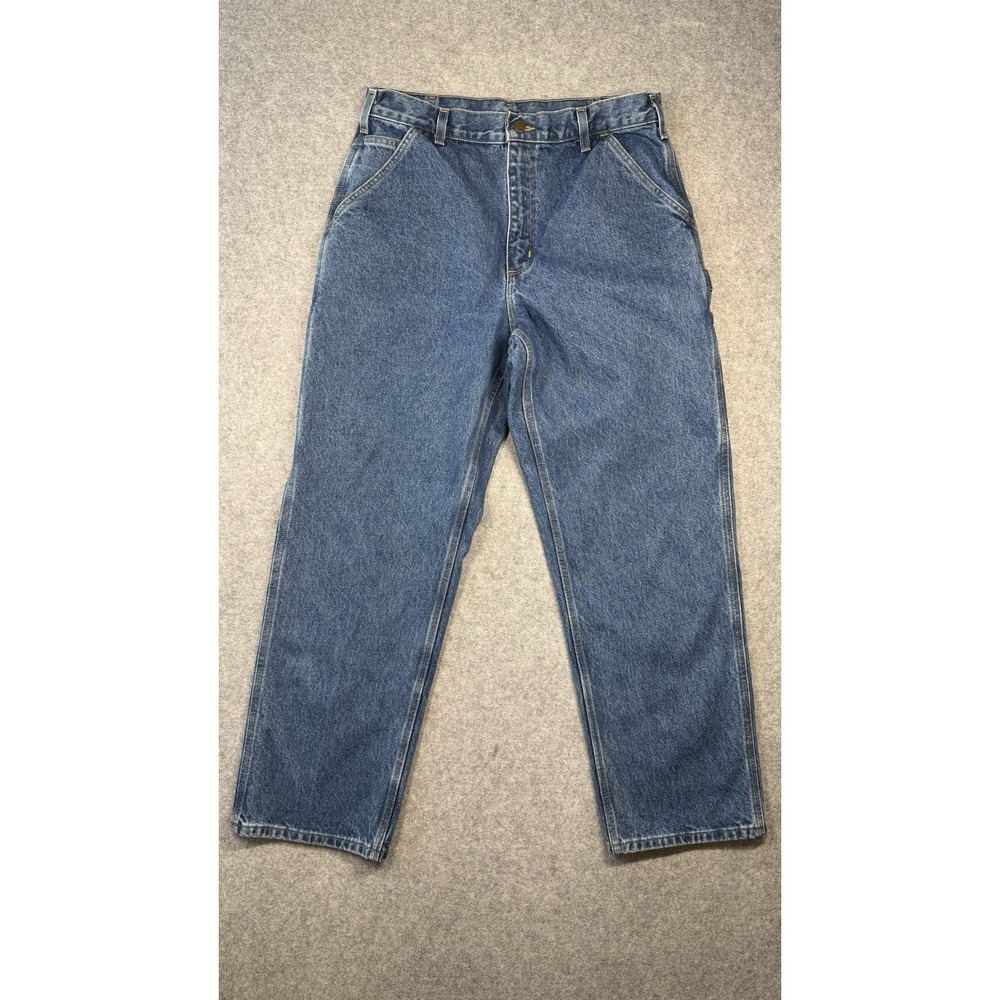 Carhartt B237 DST Mens 34x32 Carpenter Jeans Original Fit Blue Denim Workwear
